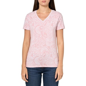 image:imageNautica Womens Solid VNeck Short Sleeve TShirtBridal RoseBright White