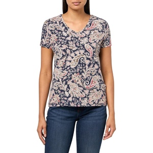 image:imageNautica Womens Solid VNeck Short Sleeve TShirtNight Sky Multi